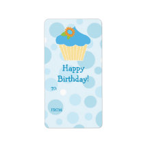 Blue Cupcake Gift Label