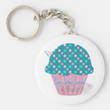 Blue Cupcake Happy Birthday Keychain