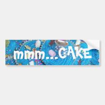 Blue Cupcakes 'mmm... cake' bumper sticker