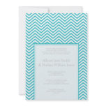Blue Curacao Chevron Print Wedding Invitation