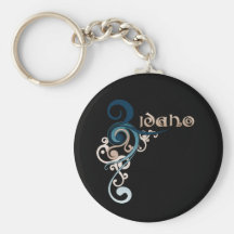 Blue Curly Swirl Idaho Keychain Dark