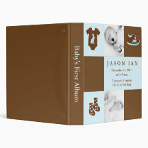 Blue Custom Photo Baby Clothes 3 Ring Binders