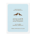 Blue custom save the date love birds flat card postcards