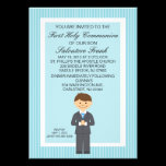 Blue Cute First  Communion Boy Invitation invitations