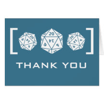 Blue D20 Dice Gamer Wedding Thank You Card
