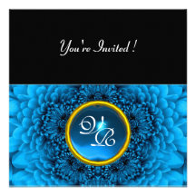 BLUE DAHLIA, AQUAMARINE ,bright  black yellow Custom Announcement