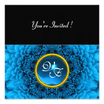 BLUE DAHLIA, SAPPHIRE ,bright  black yellow Personalized Announcement