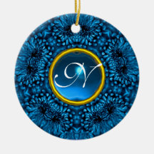 BLUE DAHLIA SAPPHIRE MONOGRAM ORNAMENT