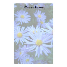 Blue Daisie Flowers Stationery Paper