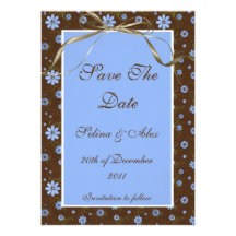Blue Daisy Save the Date 2 Personalized Invitation