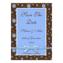 Blue Daisy Save the Date Custom Invitation