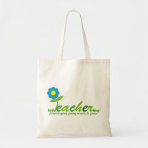 Blue Daisy Teacher THANK YOU Gift Tote Canvas Bags