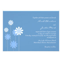 Blue Daisy Wedding Invitation