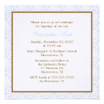 Blue Damask Baptism Invitations