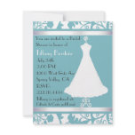 Blue Damask Bridal Shower Invitation