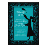 Blue Damask Graduation Invitation Silhouette Grad invitations