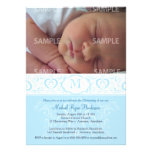 Blue Damask Monogram Baptism/Christening Invitation