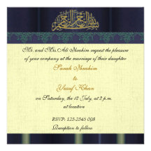 Blue Damask Muslim wedding Personalised Announcement