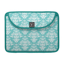 Blue damask pattern vintage girly chic chandelier sleeves for MacBook pro