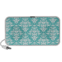 Blue damask pattern vintage girly chic chandelier mini speaker