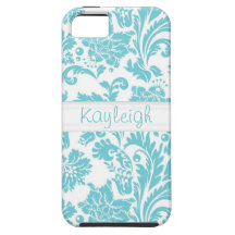 Blue Damask Personalized iPhone 5 Covers