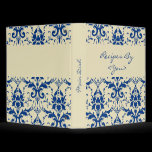 Blue Damask Recipe Book Binder binders