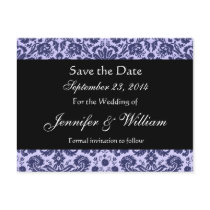 Blue Damask Save The Date Postcard
