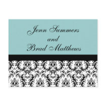 Blue Damask Save the Date Postcard