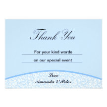 Blue Damask Thank You Card Custom Invite