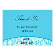 Blue Damask Thank You Card Personalized Invite
