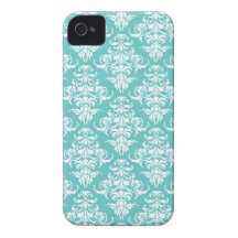 Blue damask vintage wallpaper pattern 4S case iPhone 4 Case