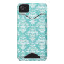 Blue damask vintage wallpaper pattern 4S case Id Iphone 4 Cover
