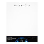 Blue Dashlight on Black Border Letterhead Template