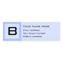 Blue Deco Initial Skinny Profile Business Card