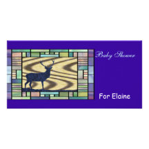 Blue Deer Stained Glass Photo Cards