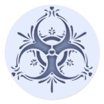 Blue Delft Biohazard Round Stickers