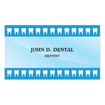 Blue dentist, dental business card with teeth