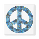 Blue Design of Peace Sign, Peace Symbol Refrigerator Magnets