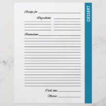 Blue DESSERT 2-sided Recipe Pages Full Color Flyer