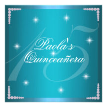 Blue Diamond Sparkles Quinceañera Invitation