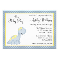 Blue Dinosaur Polka Dots Boy Baby Shower invitations