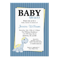 Blue Dinosaur Stripes Baby Shower Invitations invitations