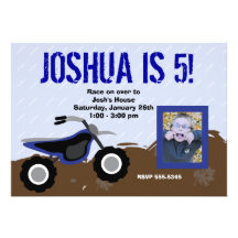 Blue Dirt Bike Birthday Invitation