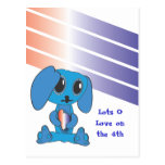 Blue Dog Hearts 4th of July Postcard
