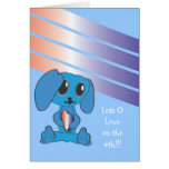 Blue Dog with Heart 4th of July Card