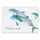 Blue Dolphin Art Funny Thank You Cards