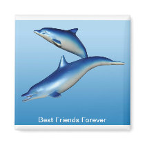 Blue Dolphins Best Friends Forever Fridge Magnets