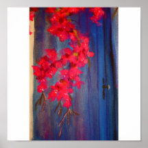 Blue Door with Bougainvillea Print