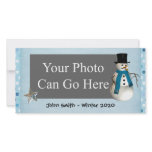 Blue Dot Winter Snow Snowman Christmas Custom Photo Card