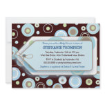 Blue Dots Tag Boy Baby Shower Invitation